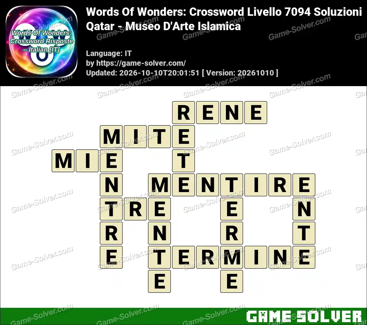 Words Of Wonders: Crossword Livello 7094 Soluzioni – Qatar – Museo D’Arte Islamica